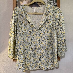 H&M Linen Blend Floral Blouse